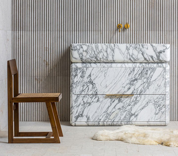 Wholesale natural marble freestanding vanity bathroom unit
