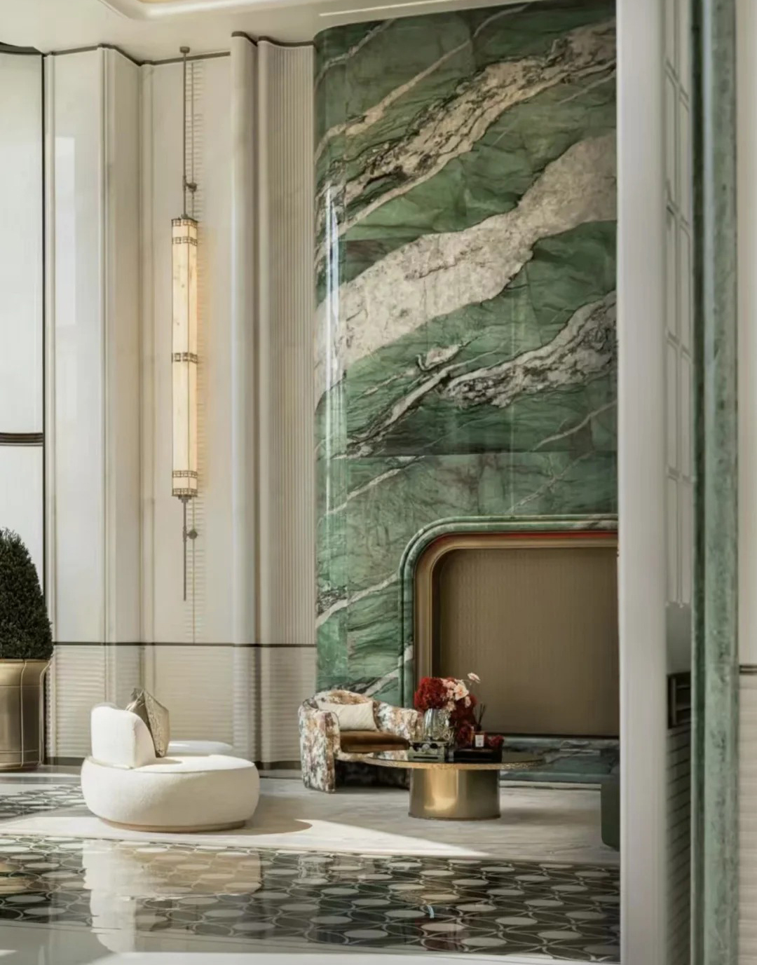 Patek Green Quartzite fireplace surround for luxury residential projects