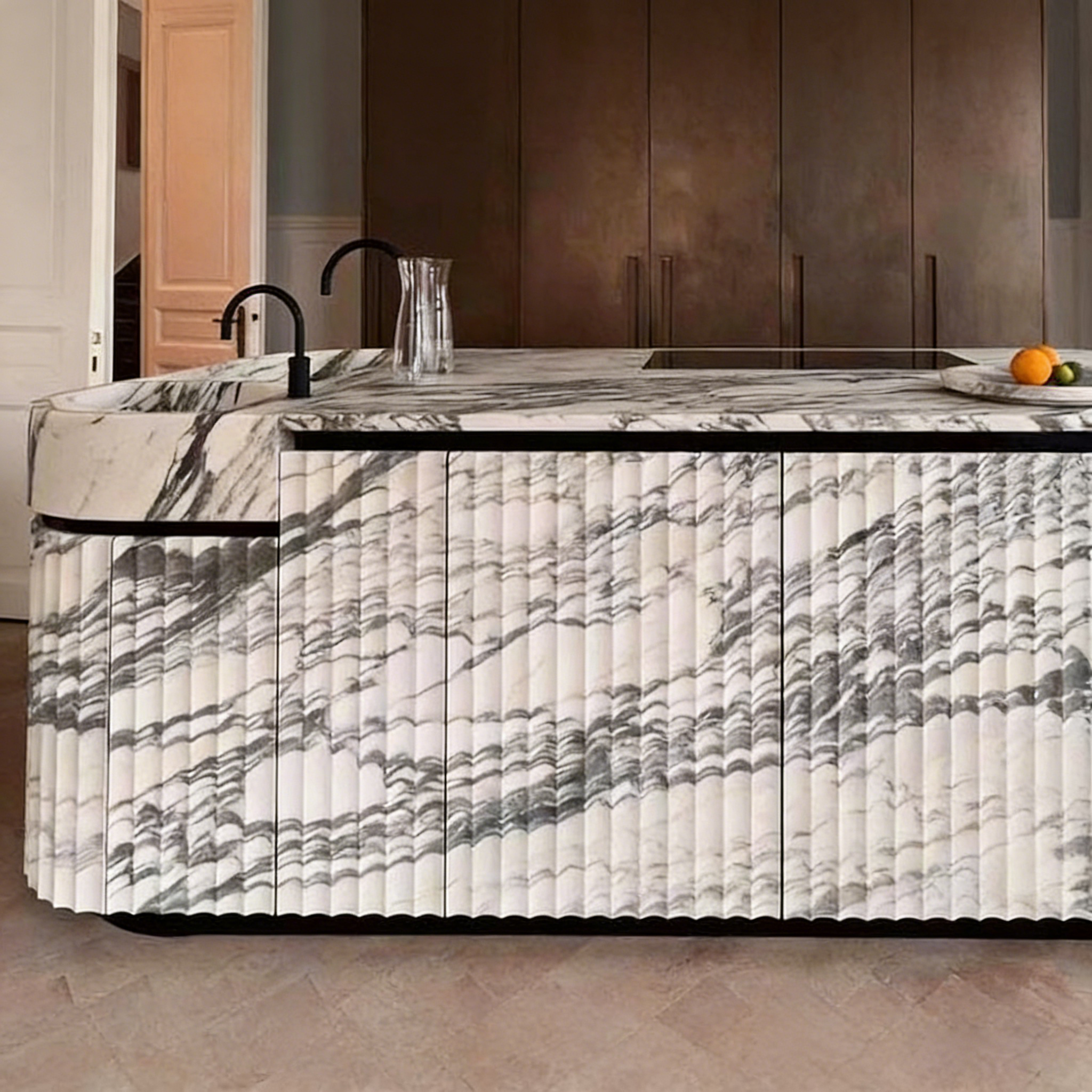 Natural Arabescato marble bench top for luxury kitchen project