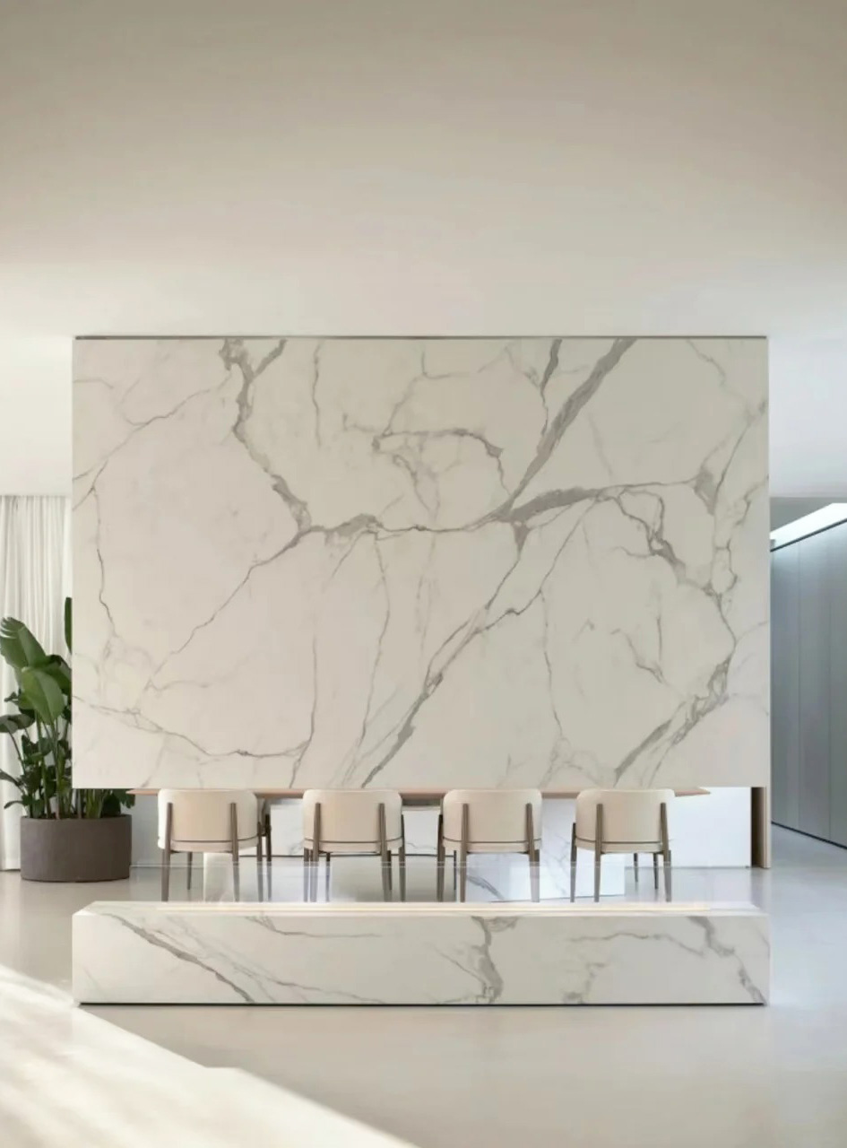 Calacatta White Marble slab for luxury interior wall and floor application