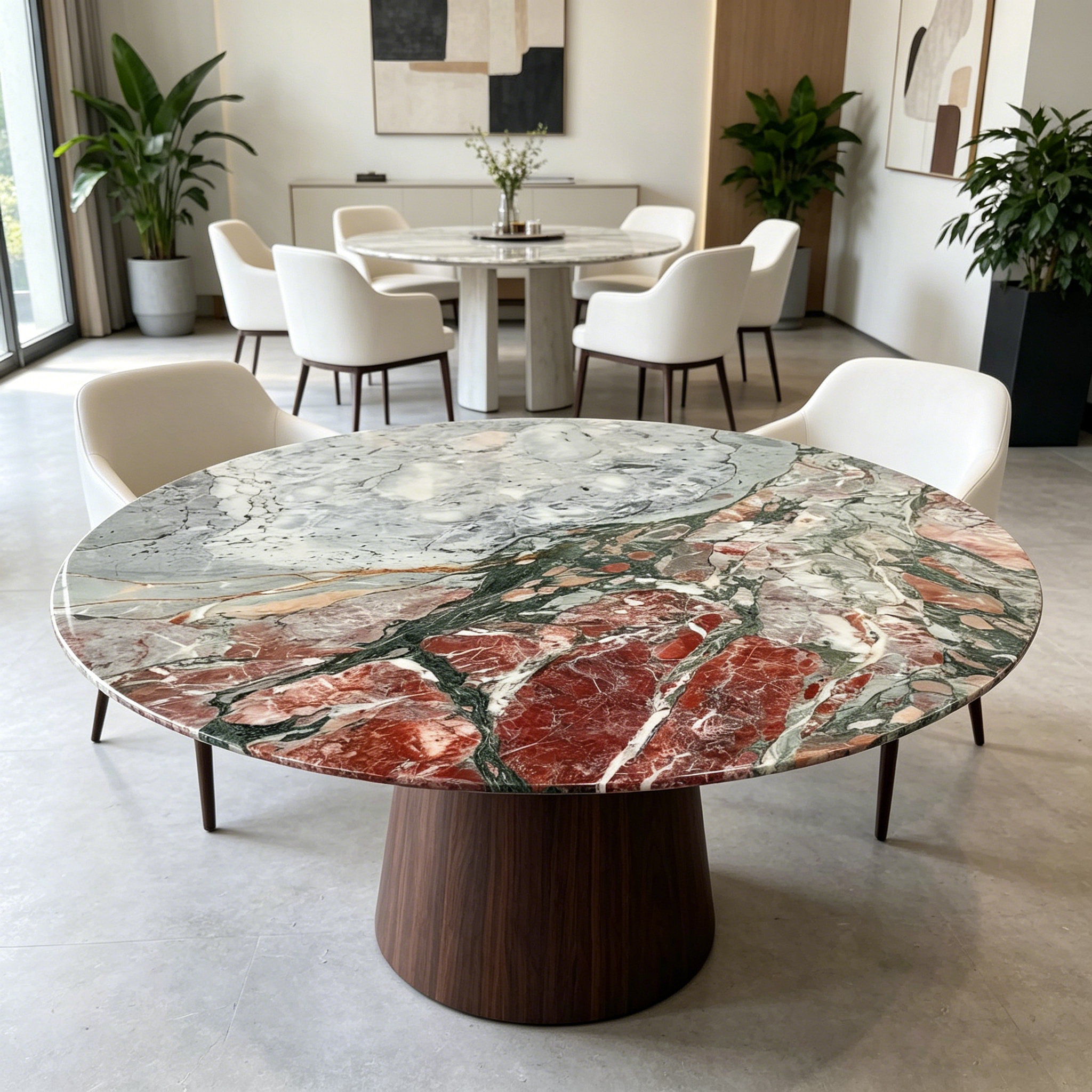 Four Season Pink Marble dining table for luxury interior decoration
