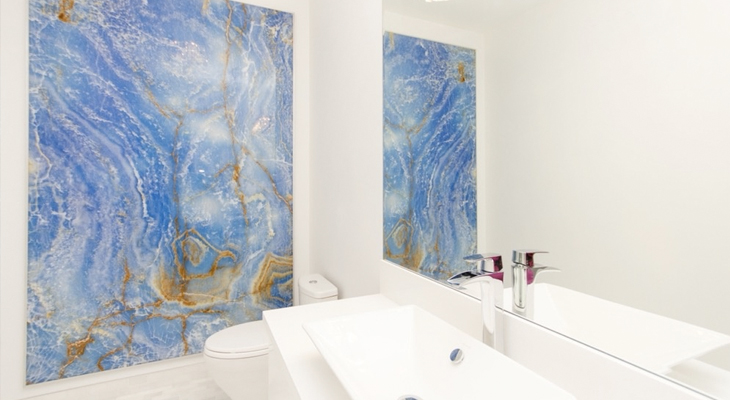 Blue Onyx Stone interior application with luxury translucent marble effect