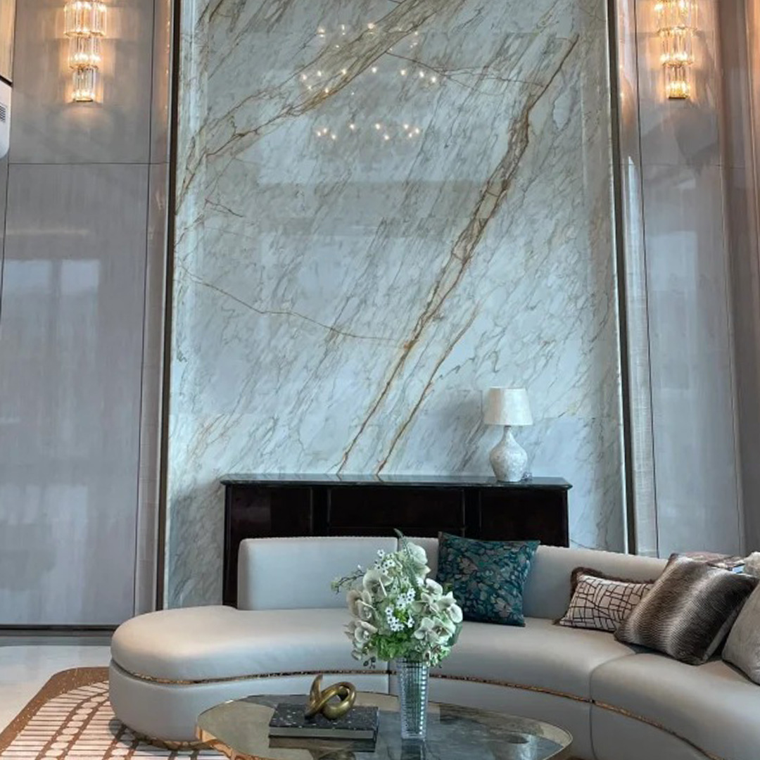 Calacatta Gold Marble slab for kitchen island dining table and premium interiors