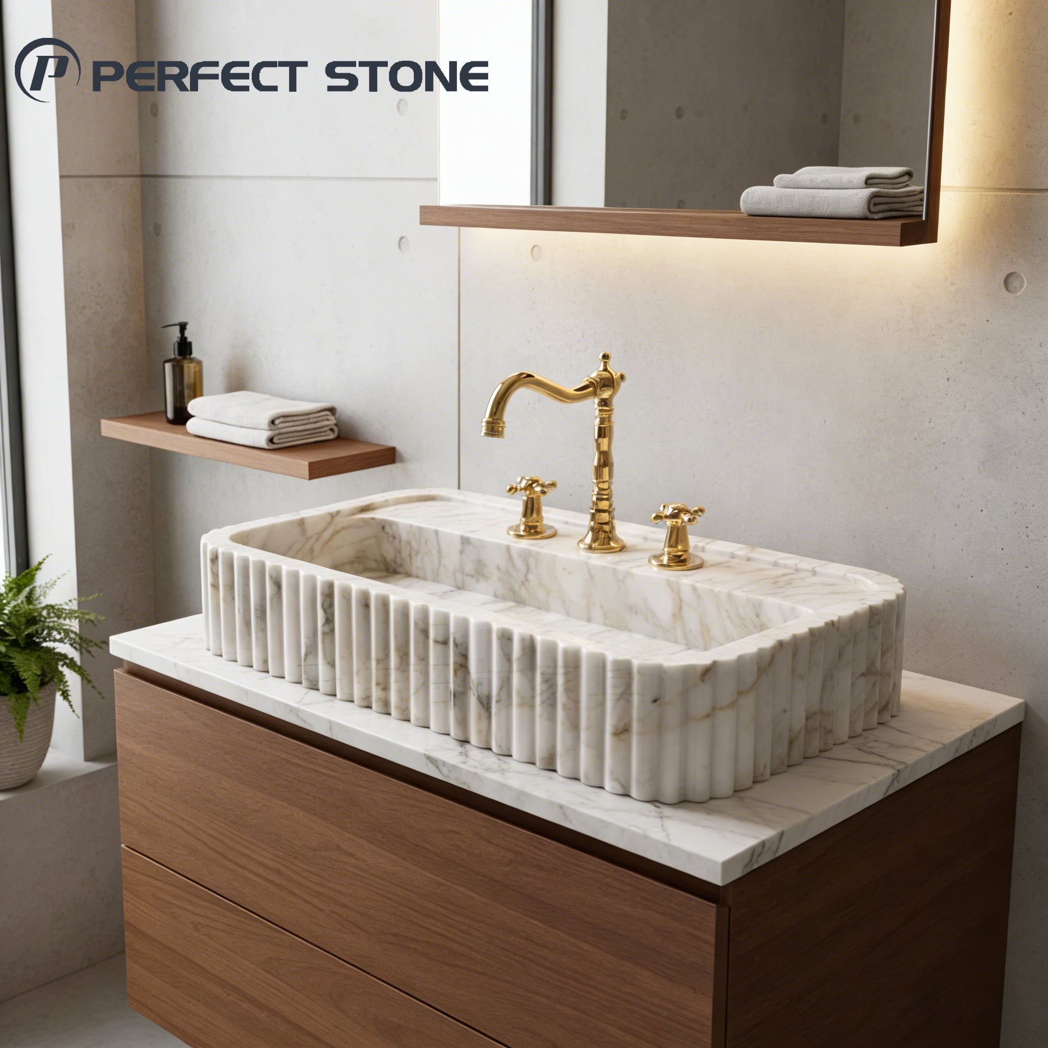 אשד PerfectStone מארבלי מקושט בקמטים לתלייה לקצה עליון של פרויקט וילה מלון יוקרתי