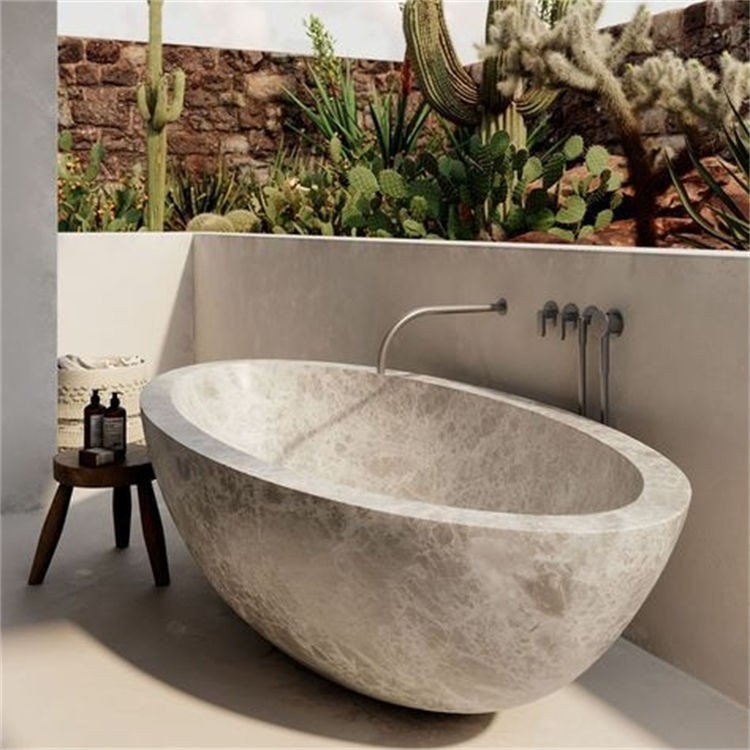 Custom natural marble bathtub for high-end hotel bathroom