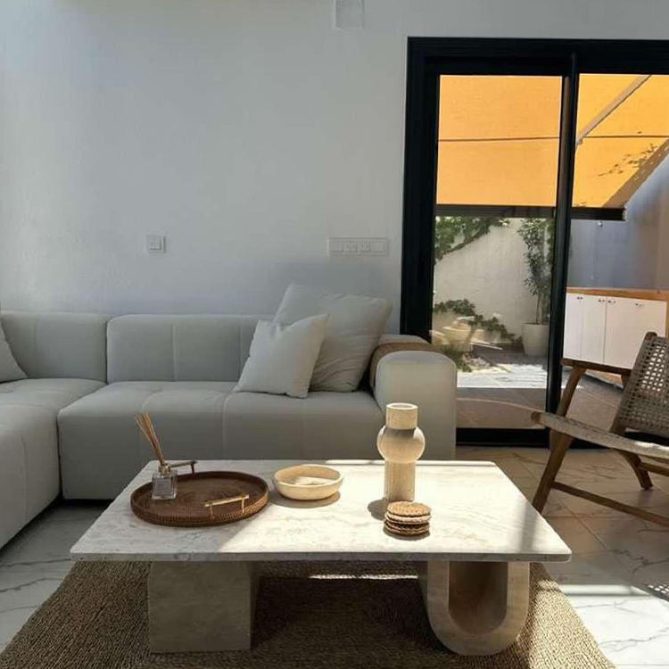 Natural travertine coffee table for luxury hotel and villa project