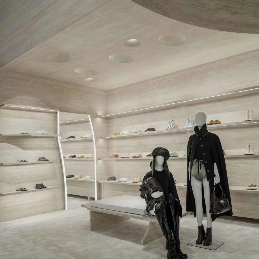 Travertine thin stone veneer used for premium residential interior wall surfaces