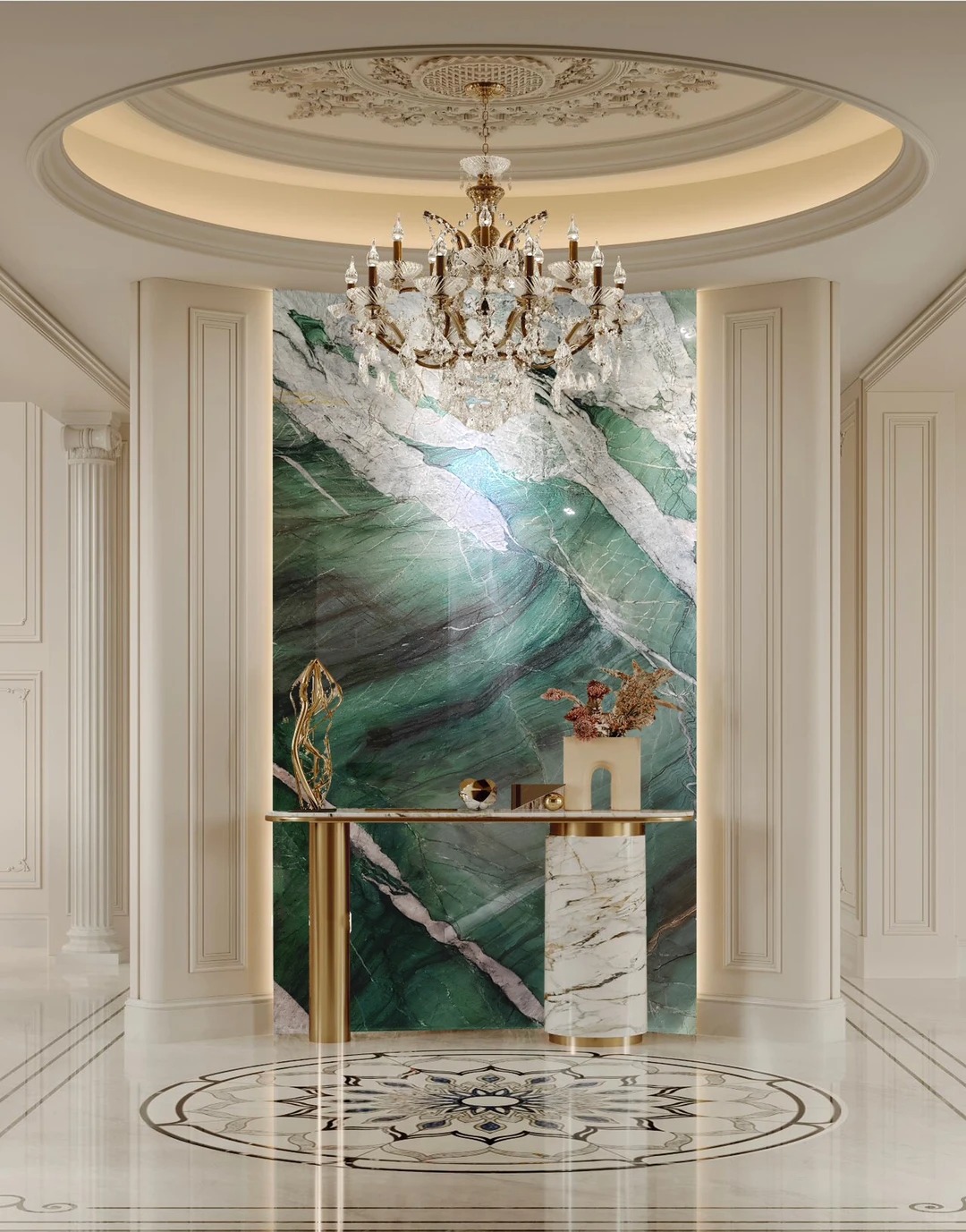 Patek Green Quartzite feature wall background for luxury interiors