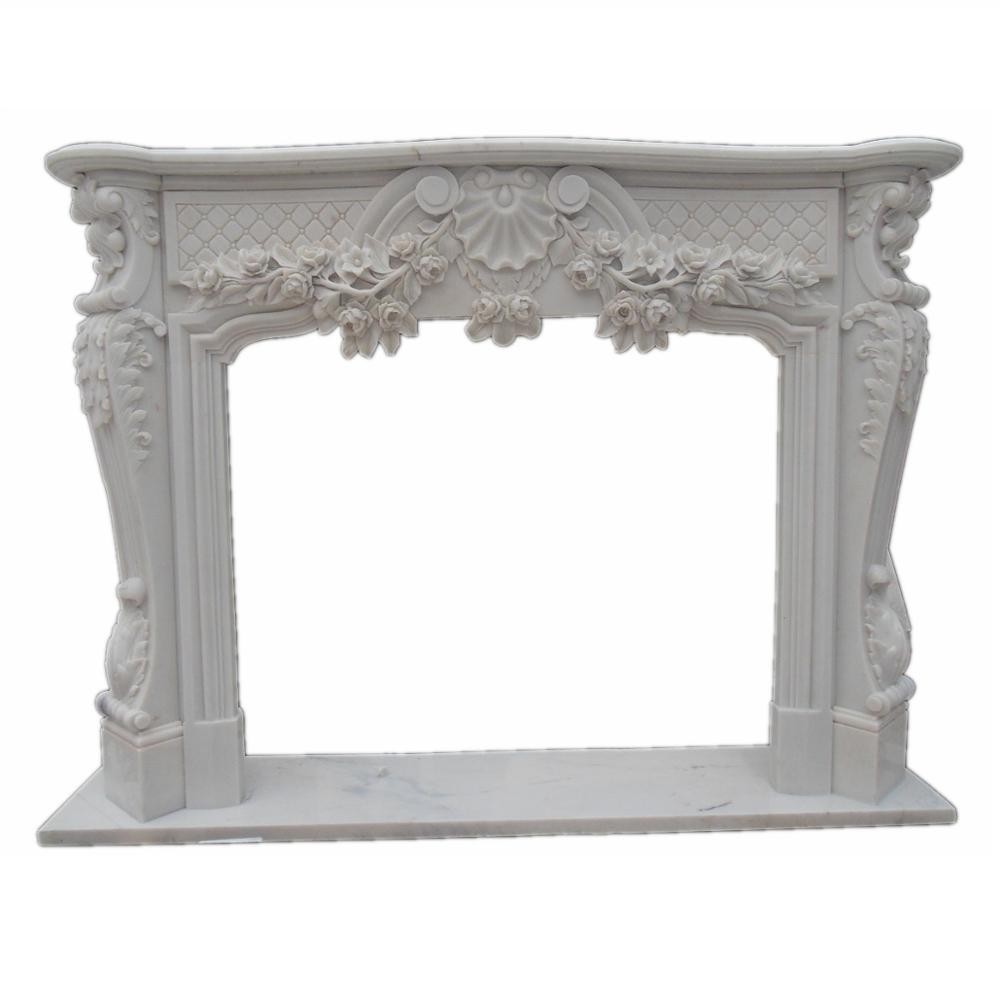 White marble fireplace surround for hotel lobby and villa project