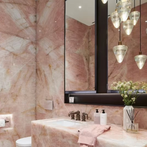Pink onyx countertop and tabletop stone application image 3