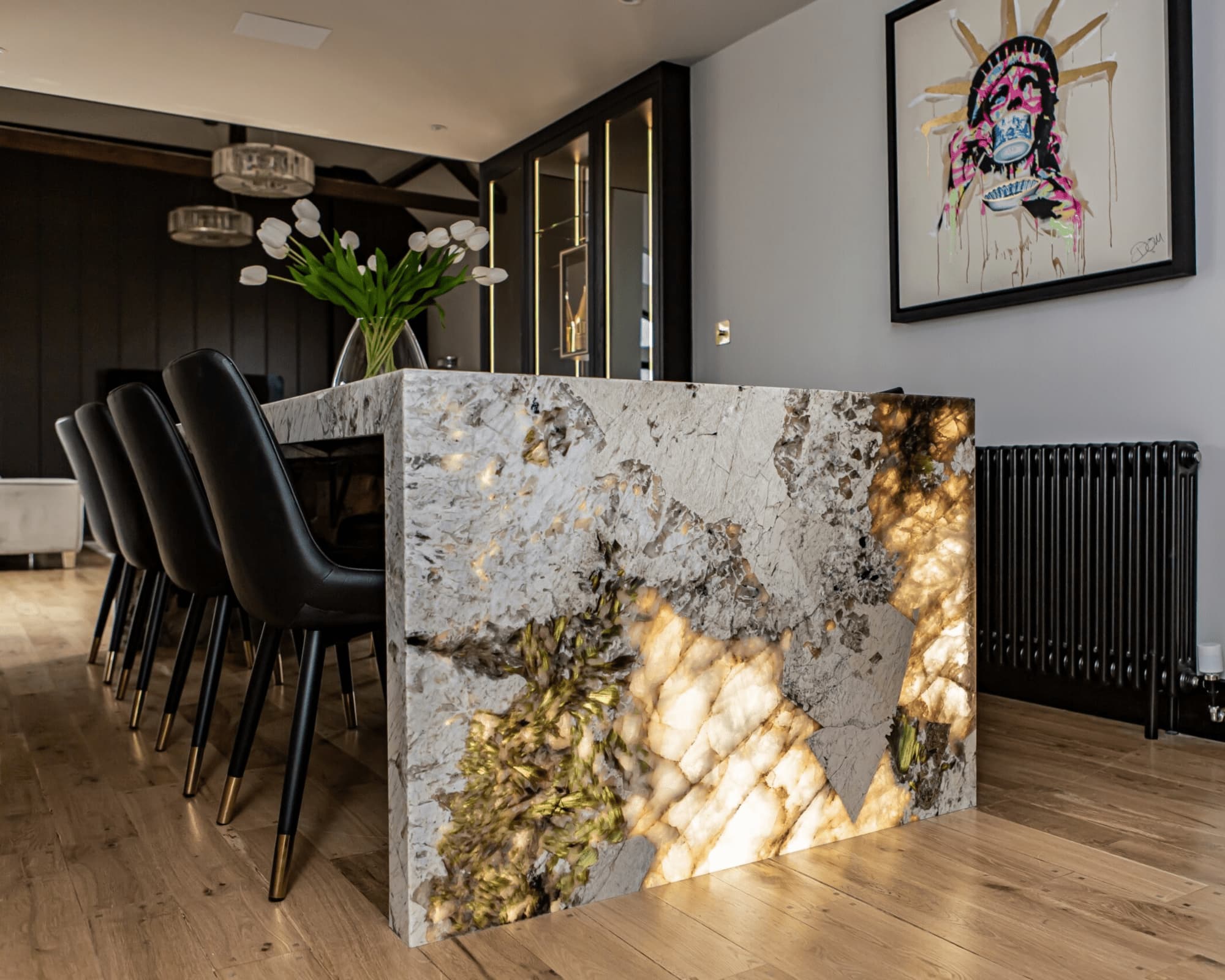 Pink Patagonia Quartzite application for modern luxury interior surfaces