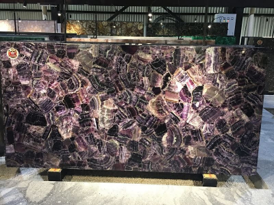 Jumbo Amethyst Stone Slab with deep purple gemstone texture