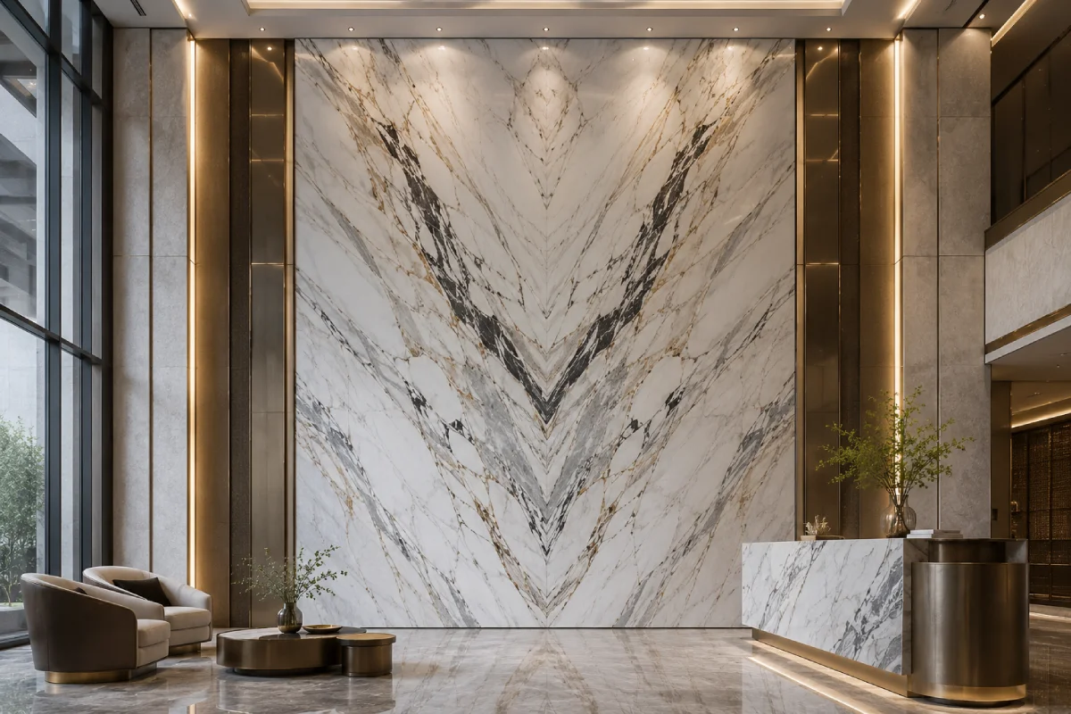 Bookmatched Marble for Luxury Villa and Hotel Feature Walls