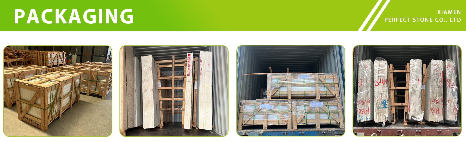 Export packing for Silver Travertine tiles and natural stone slabs