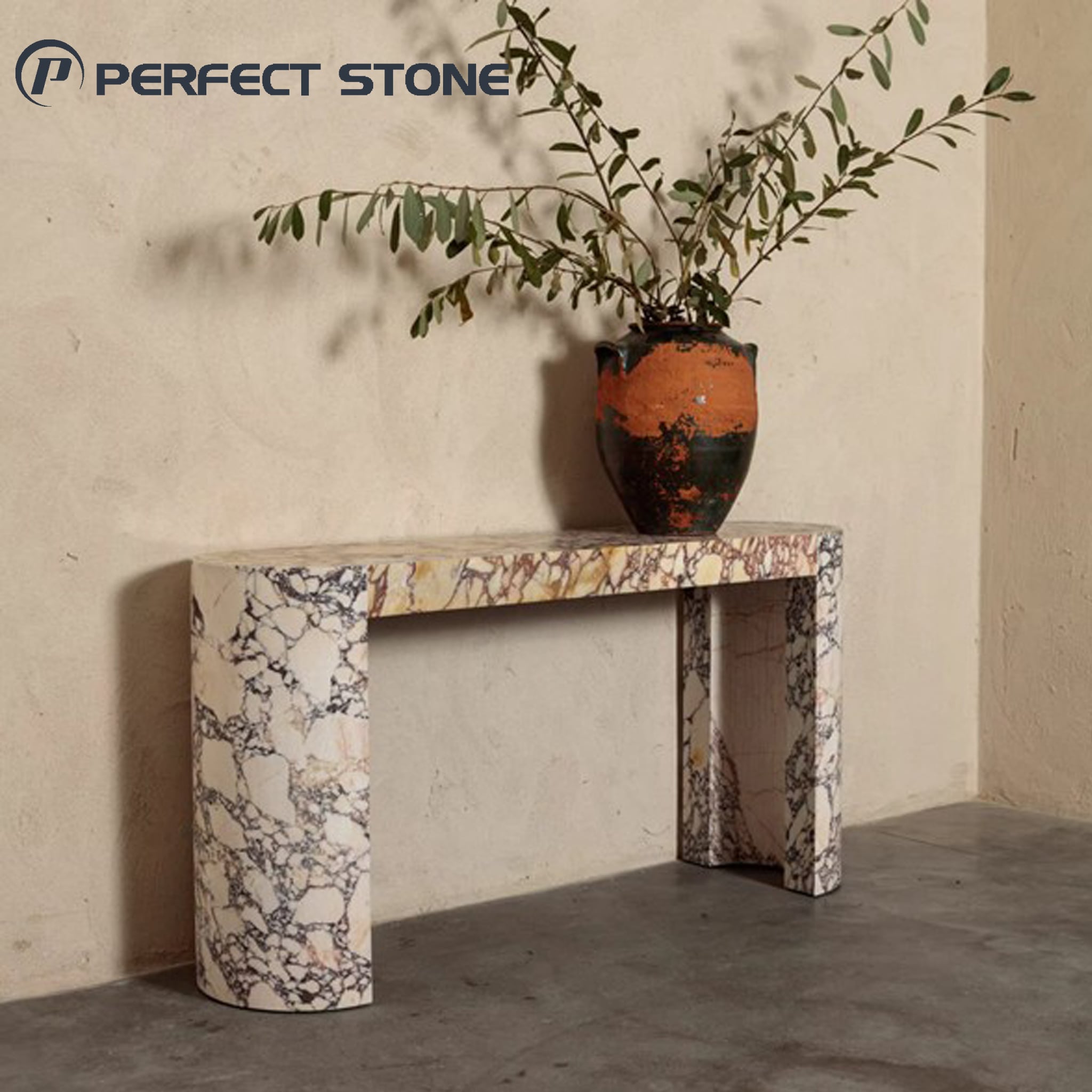 PerfectStone  Calacatta Viola Marble Console Table Entryway For High-End Villa