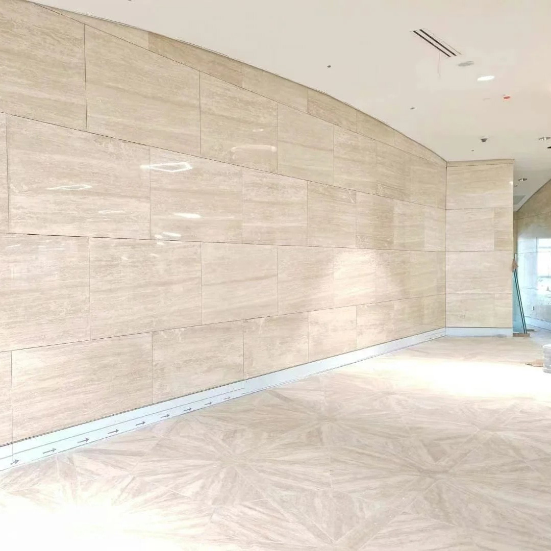 Italian Super White Travertine marble project for luxury hotel and villa interiors