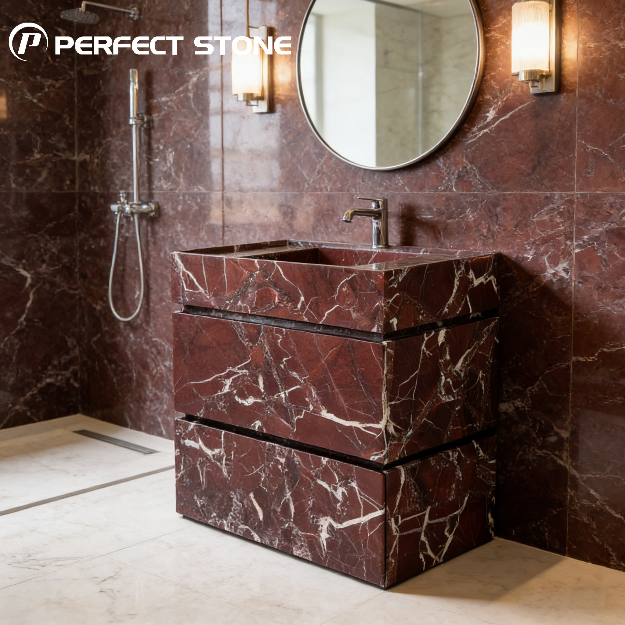 אסלה קירית יוקרתית ממרבל קאלאקטה ויוולה של Perfectstone לאגפי המאסטר של וילות יוקרתיות ולאמבטאות אורח במלונות יוקרתיים
