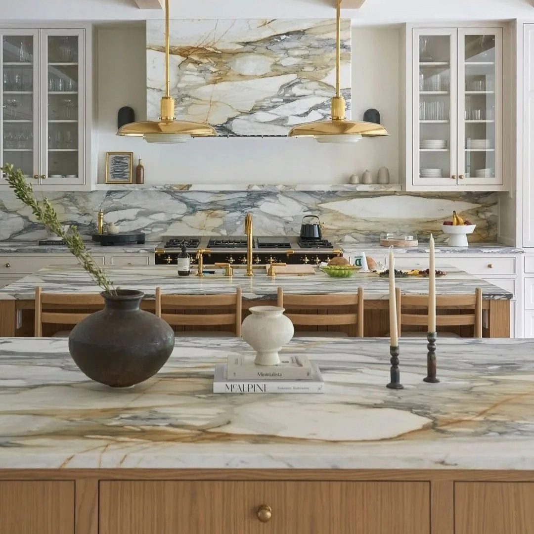 Italian Calacatta Gold Marble luxury interior application with warm gold veining