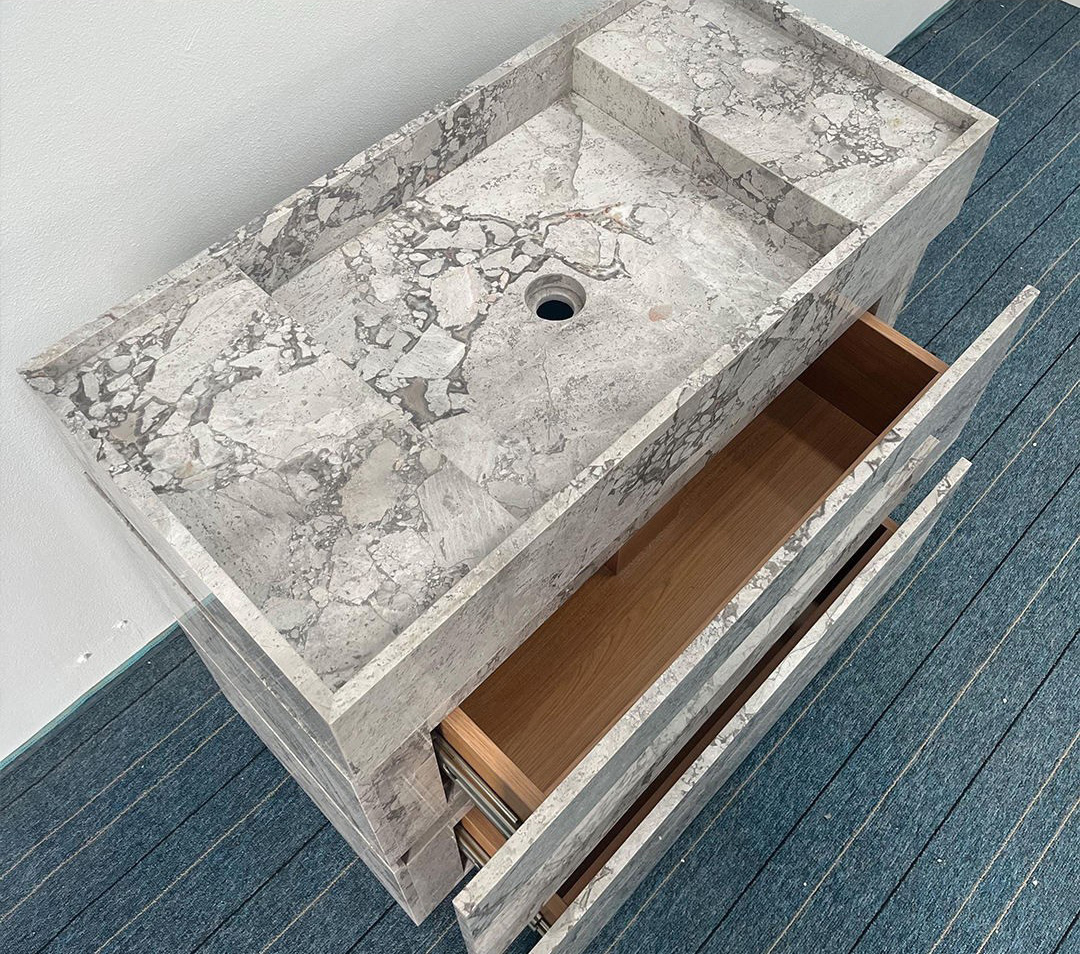 PerfectStone Fluted Manity with Marble Top for High-end Villa Hotel Project