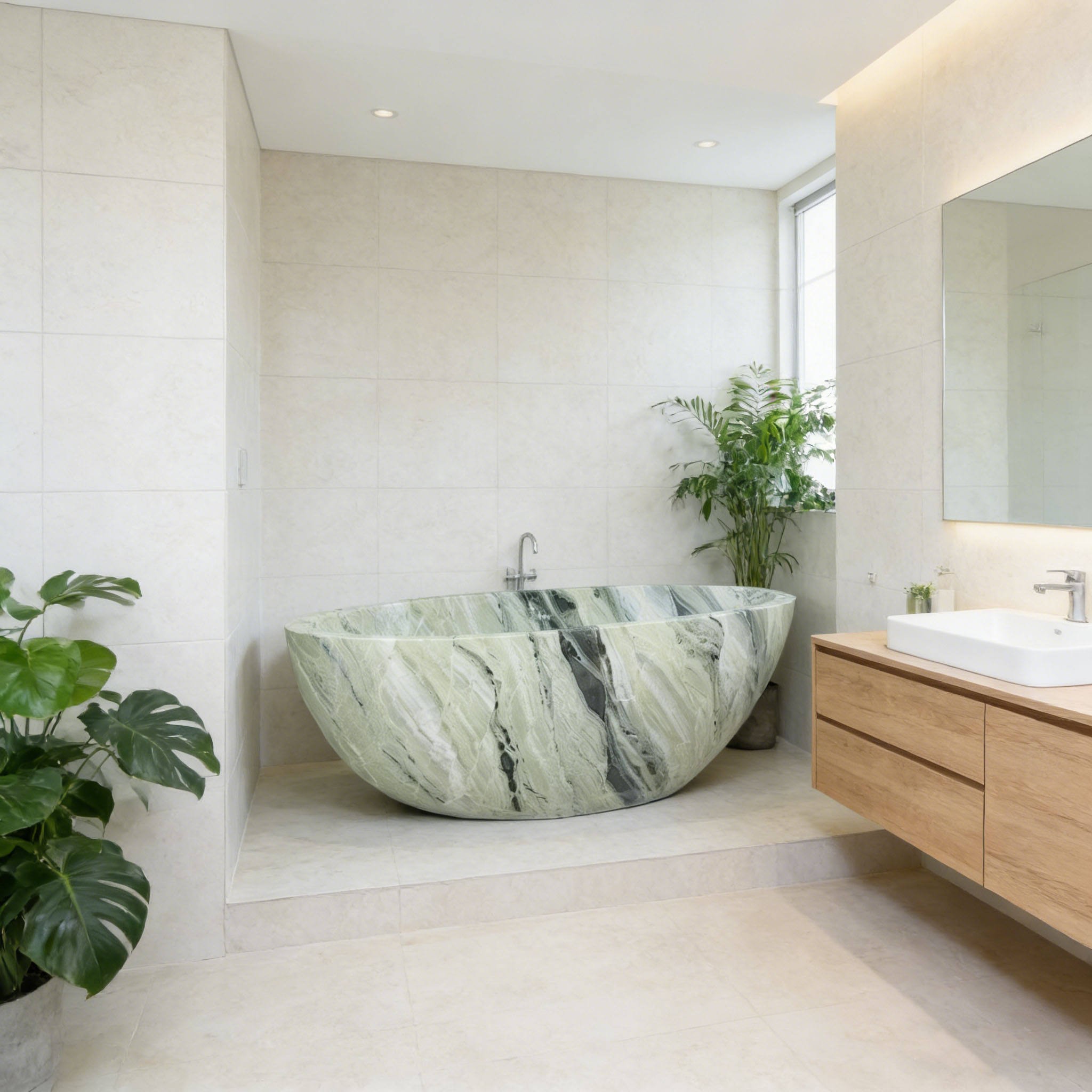 Shangri-La Jade natural marble bathtub for luxury hotel suite bathroom