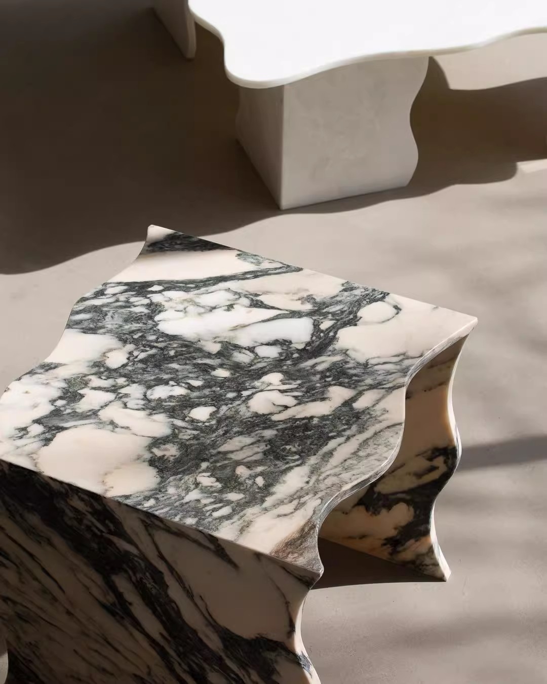 Marble effect top bedside table for villa and hotel bedroom