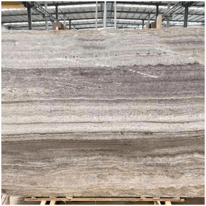 Large quantity of Silver Travertine slabs stock image 1