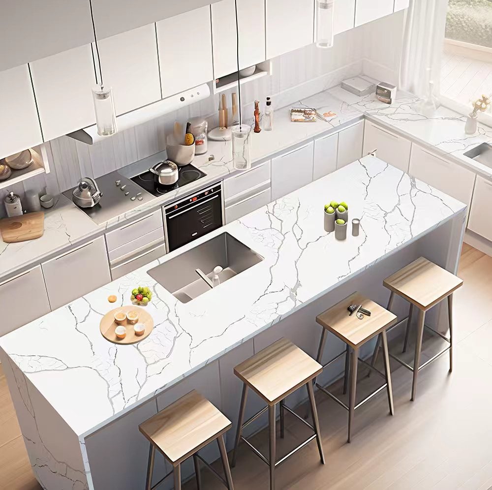 Calacatta Royal Gold Quartz surface for modern residential and commercial decoration