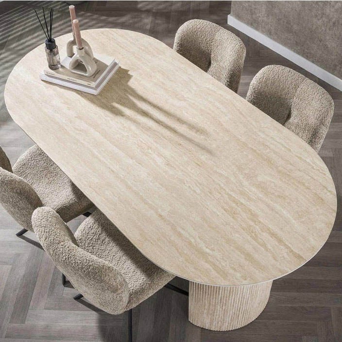 Natural marble dining table customized for hotel and villa project