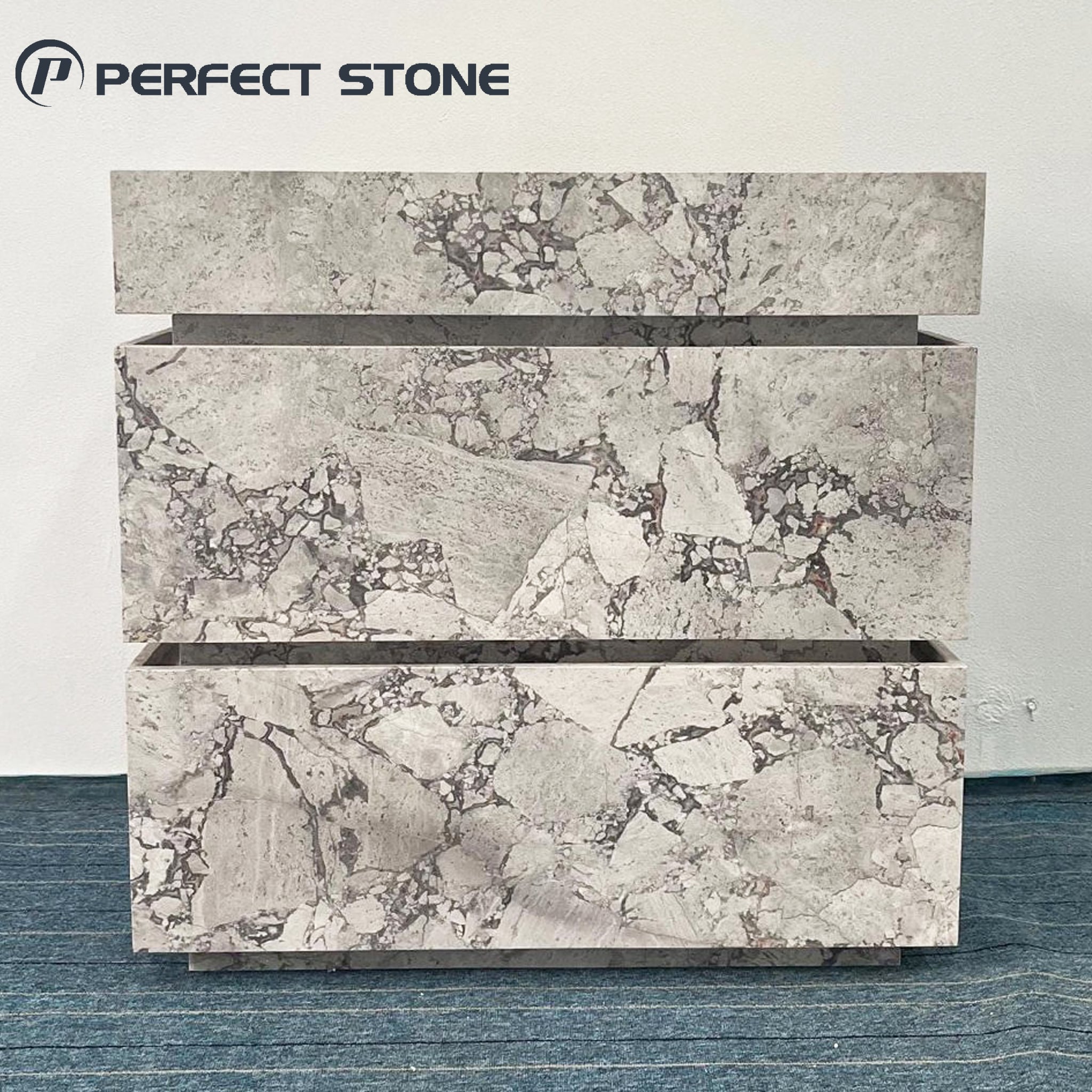 PerfectStone Fluted Manity with Marble Top for High-end Villa Hotel Project