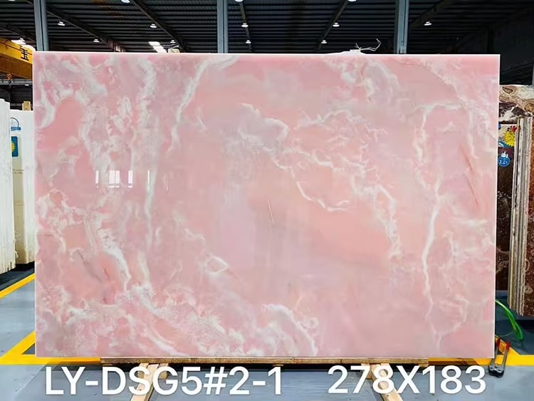Pink onyx slab comparison for natural onyx stone selection