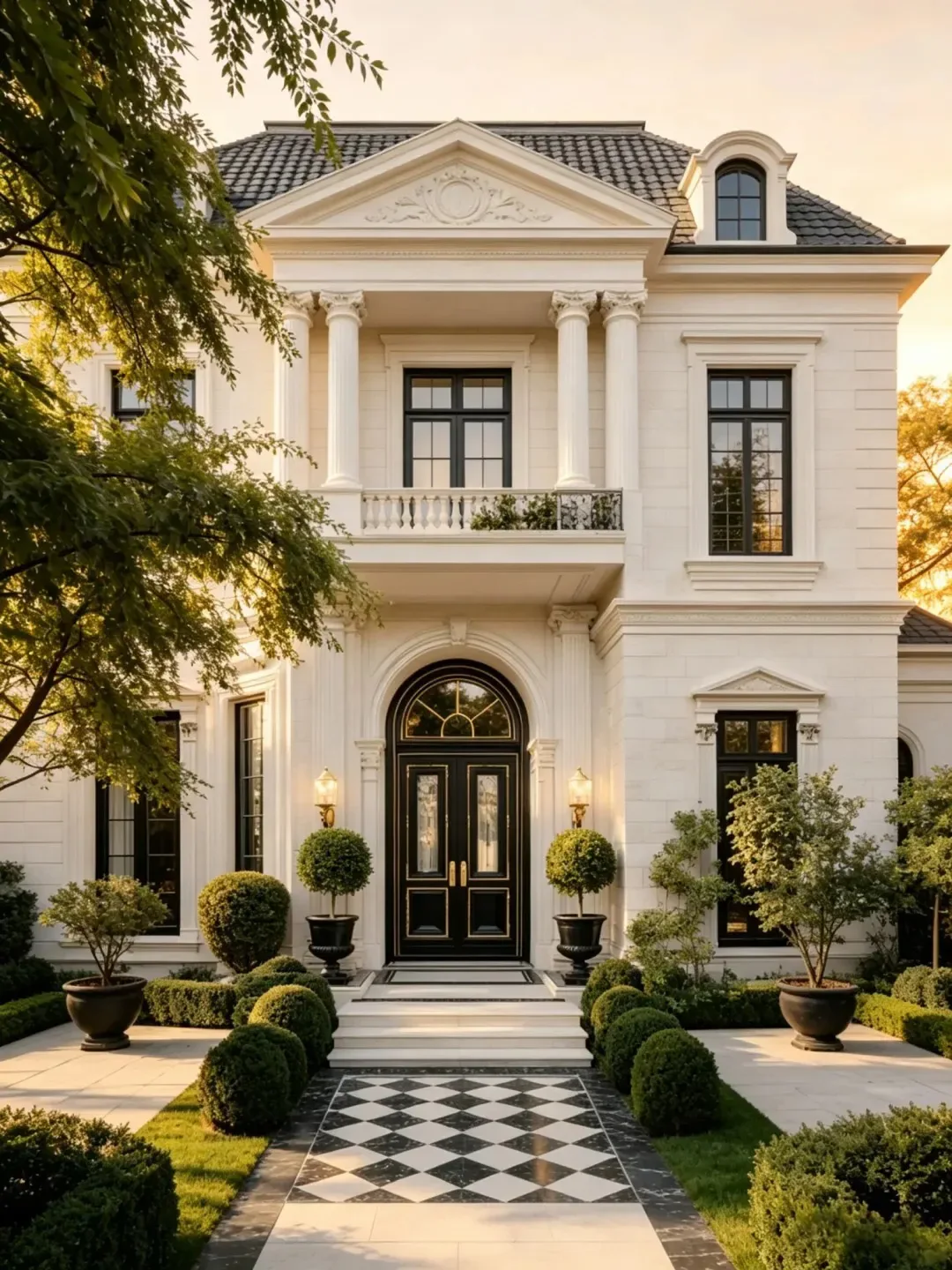 Natural limestone facade cladding on a luxury villa exterior