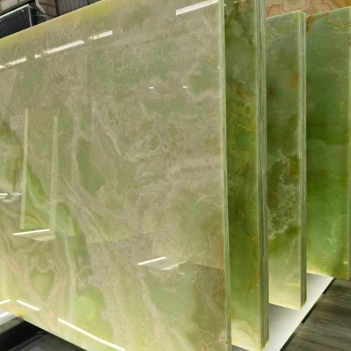 Pink onyx backlit wall and decorative stone application image 2