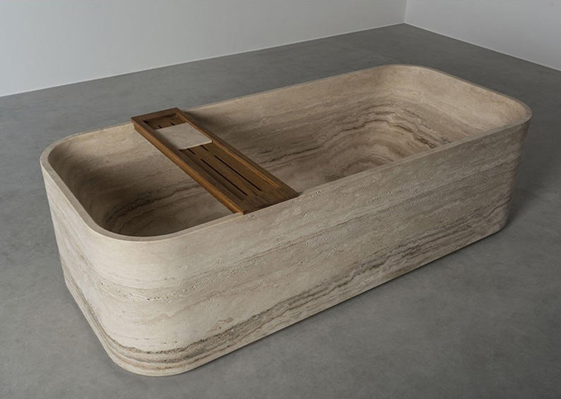Customized freestanding travertine bathtub for hotel bathroom project