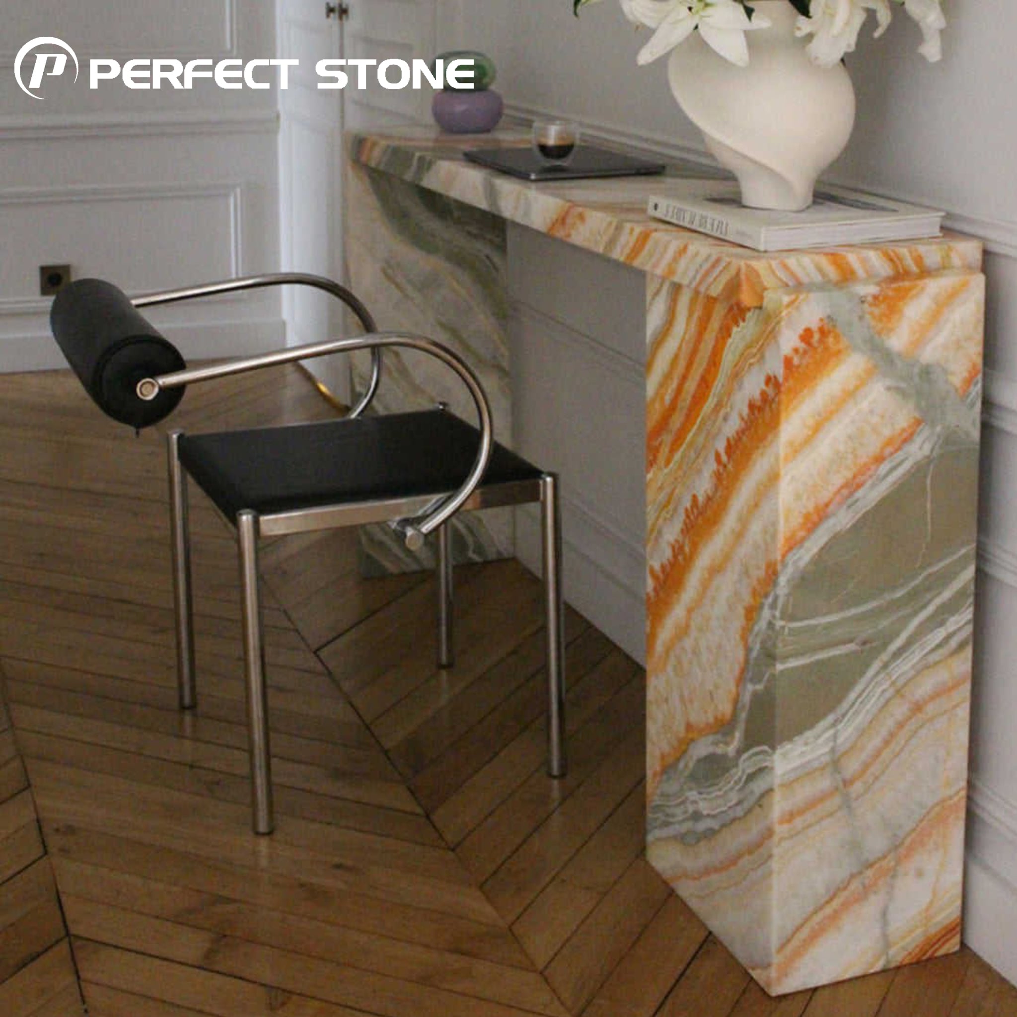 PerfectStone Luxury Eco-Friendly Natural Onyx Console Table For Interior Construction Project