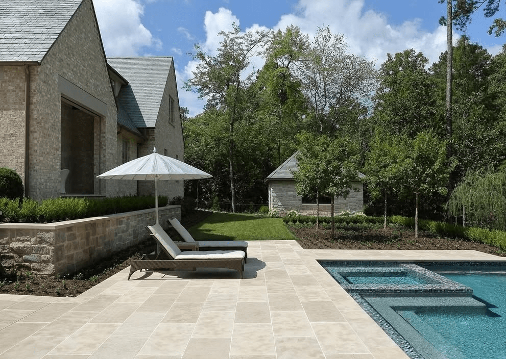 Moca Cream Limestone paving tile and architectural application