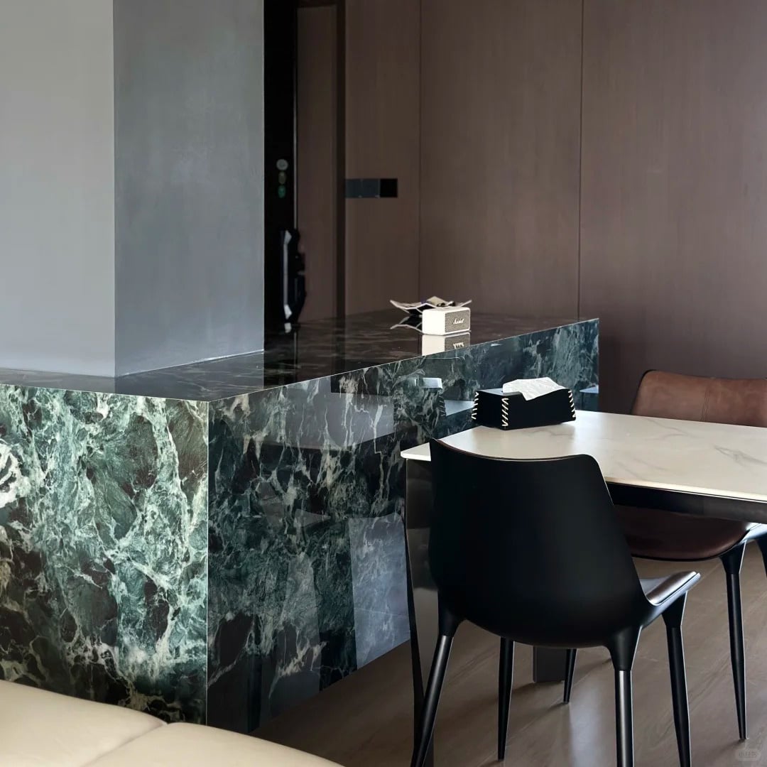 Green Verde Alpi Marble bar counter for luxury interior design