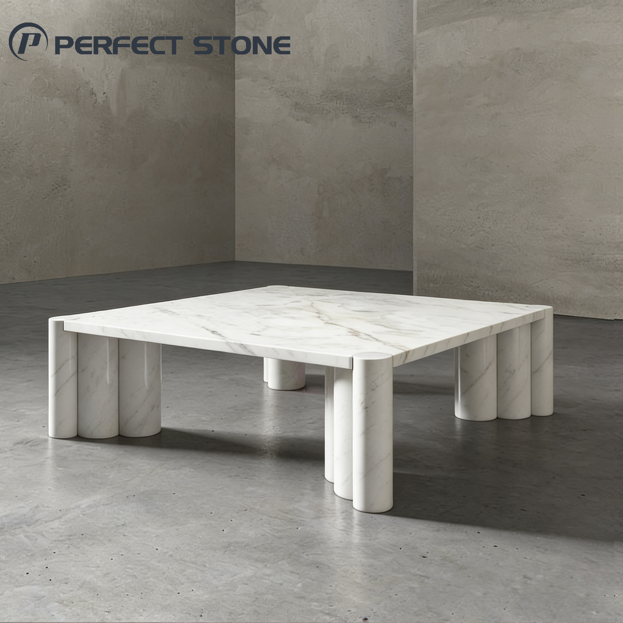 Polished natural marble coffee table for villa and hotel lobby
