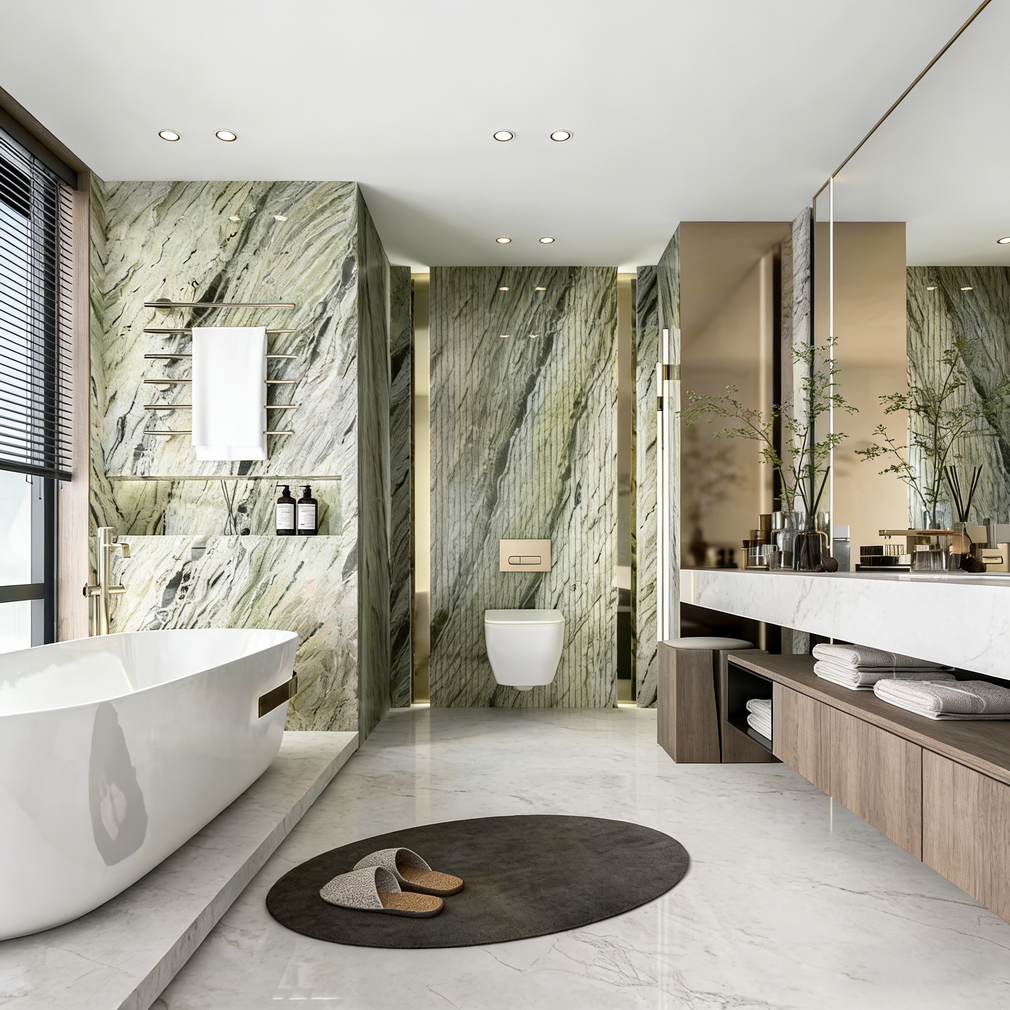 Cloudy Jade Marble luxury green marble bathroom wall application