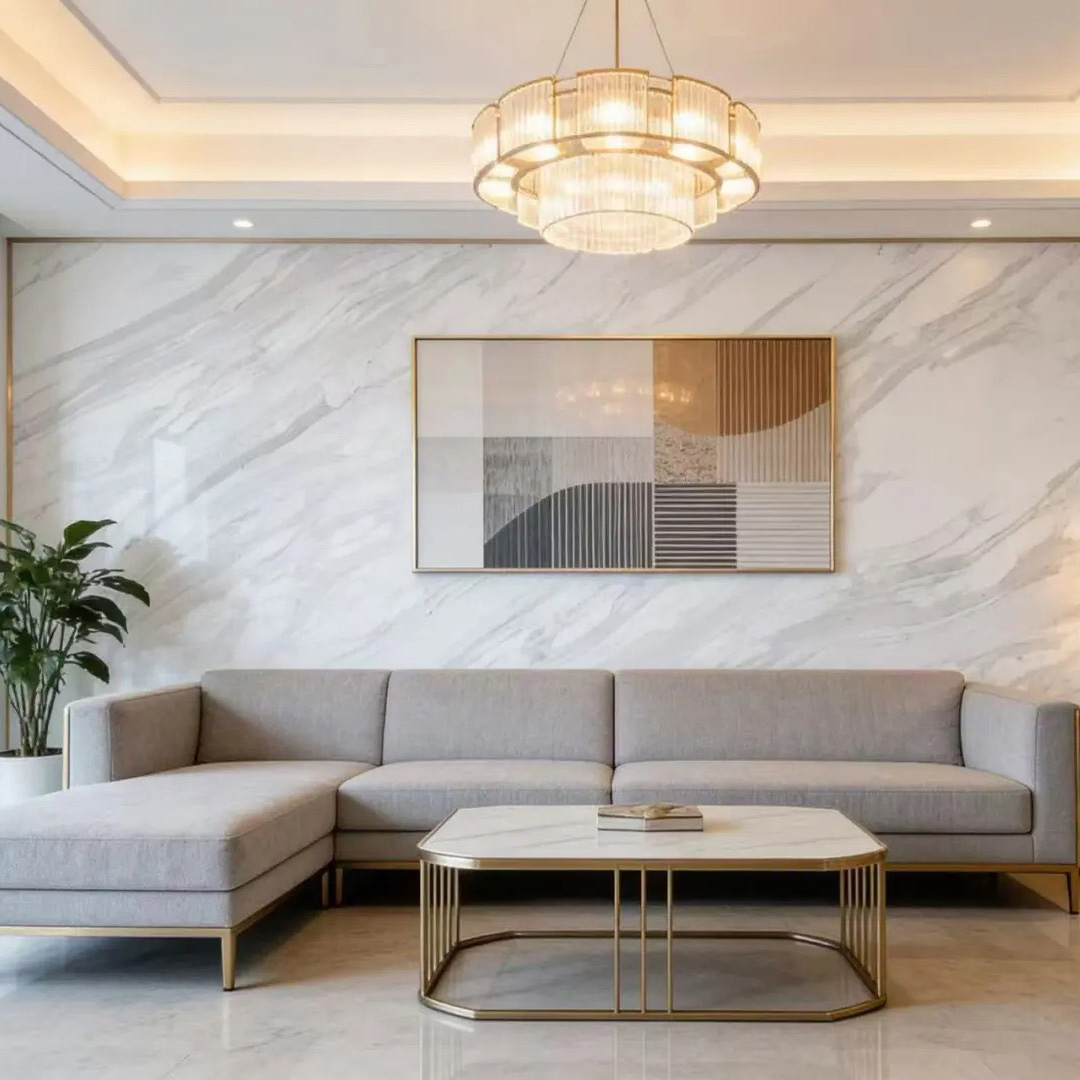 Volakas White Marble background wall for luxury residential and commercial projects