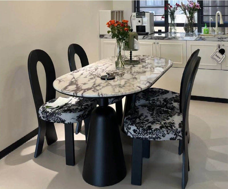Italian natural marble dining table for high-end hotel and villa project