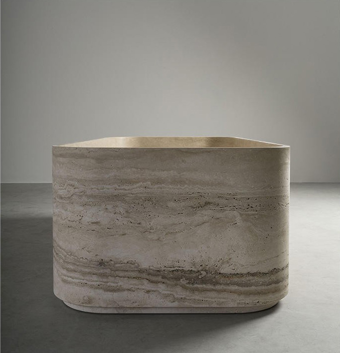 Silver travertine bathroom tiles for coordinated luxury bathroom design