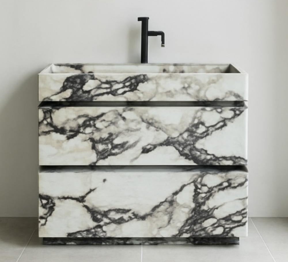 Calacatta Viola marble vanity top for luxury bathroom project