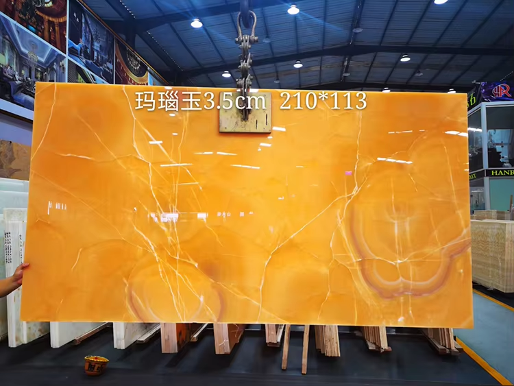 Natural onyx slab for luxury interior projects
