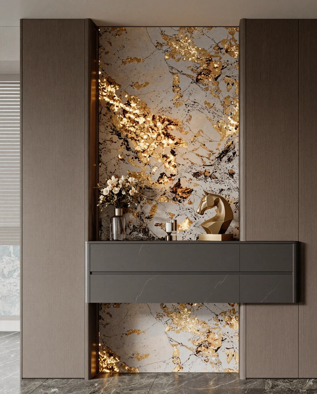 Patagonia quartzite entry wall for luxury villa and hotel projects