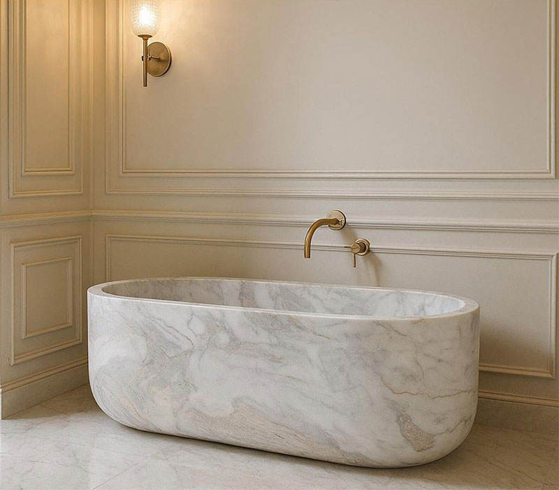 Natural marble bath accessories for luxury bathroom project