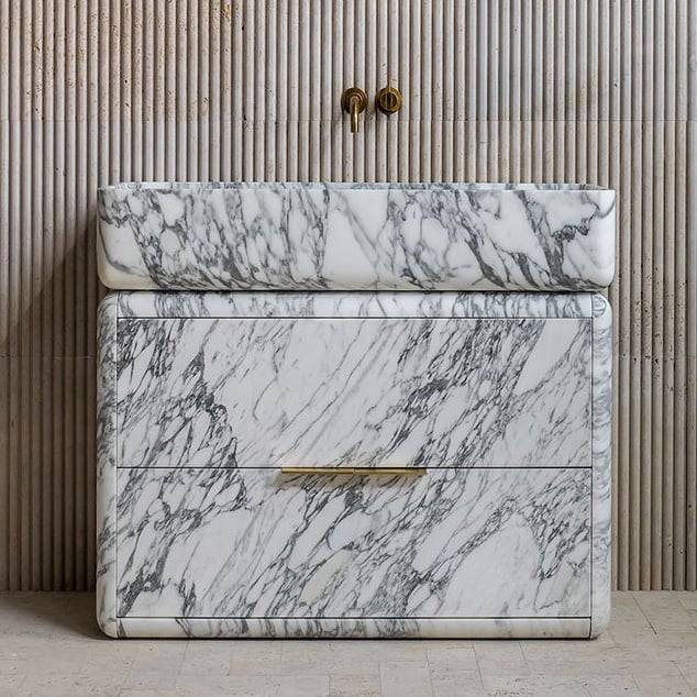 Freestanding Arabescato marble bathroom sink for luxury bathroom project