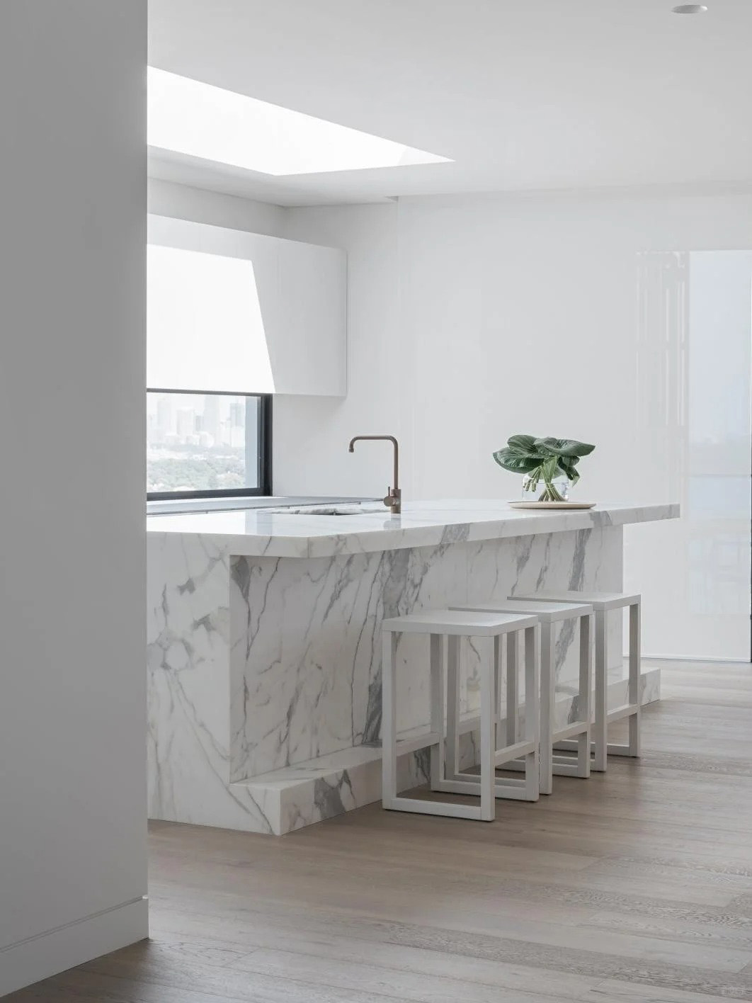 Calacatta White Marble countertop and modern luxury interior design