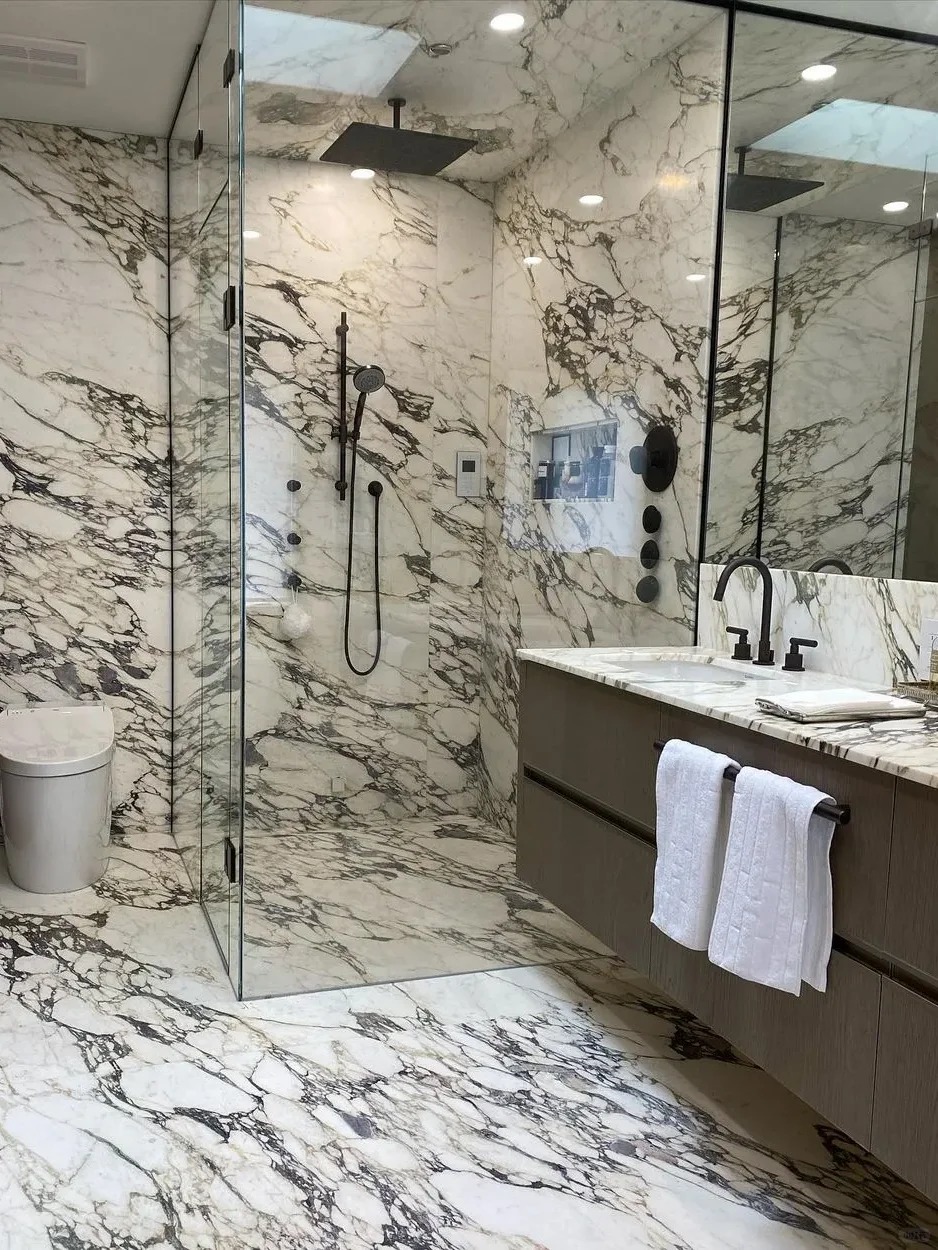 Calacatta Viola Marble bathroom wall and vanity application