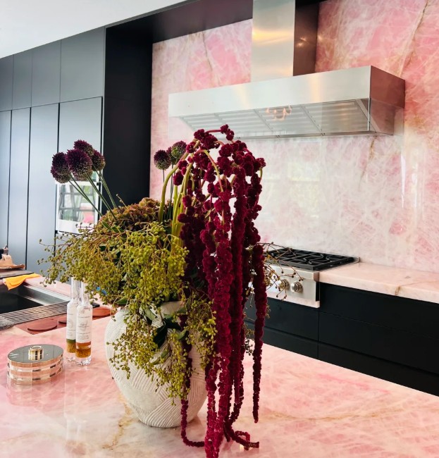 Hot Pink Onyx stone with translucent decorative texture
