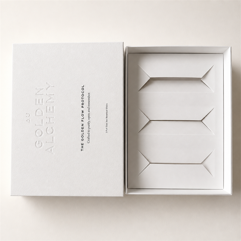 Custom Textured Drawer Box with Paper Insert and Ribbon Pull
